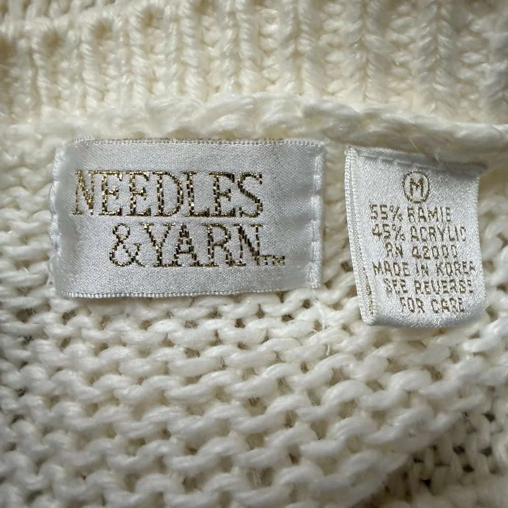 Vintage Needles & Yarn Floral Knit Cardigan Sweater Size Medium - Picture 8 of 9